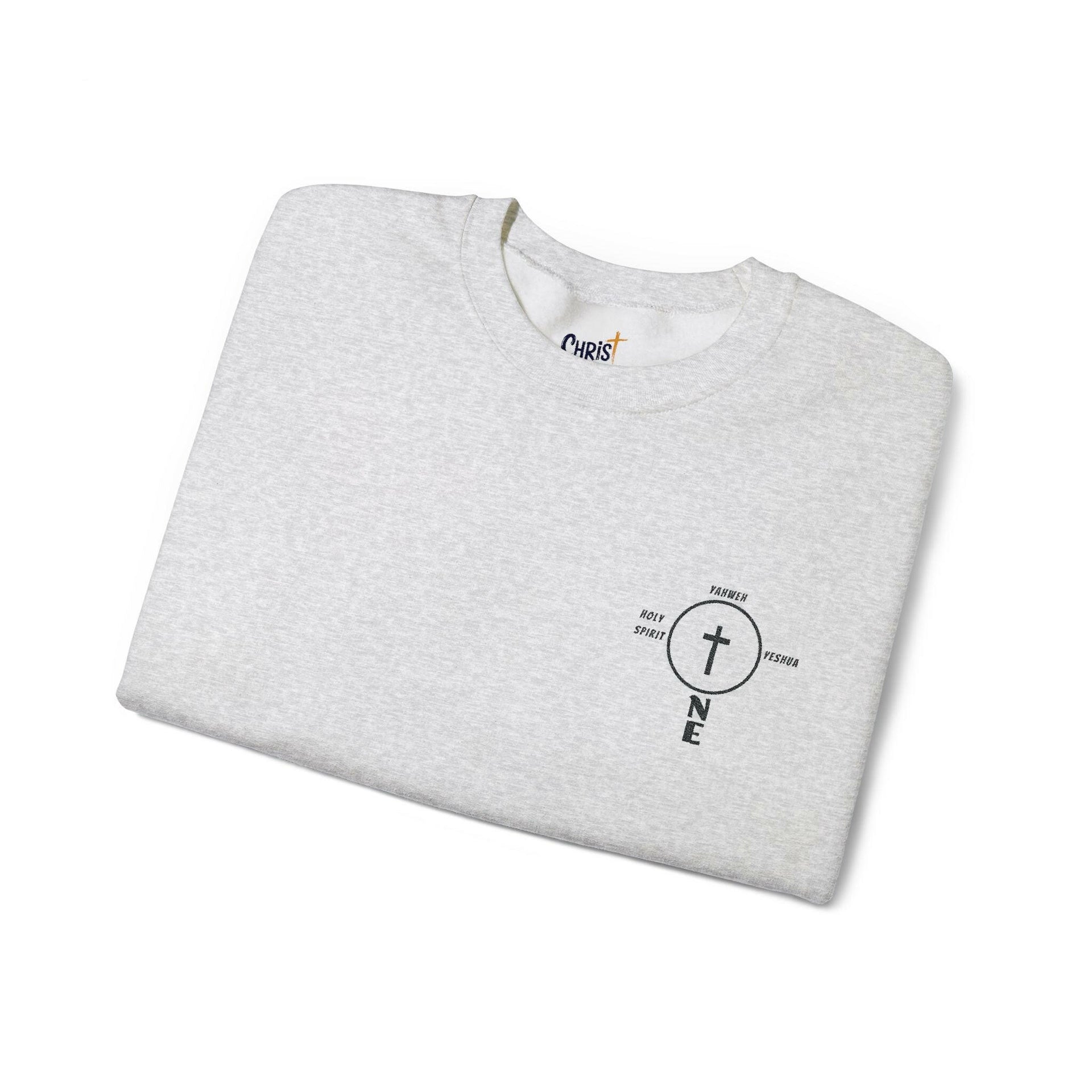 ONE in Christ | Embroidary | Unisex Heavy Blend™ Crewneck Sweatshirt | Light Colors.