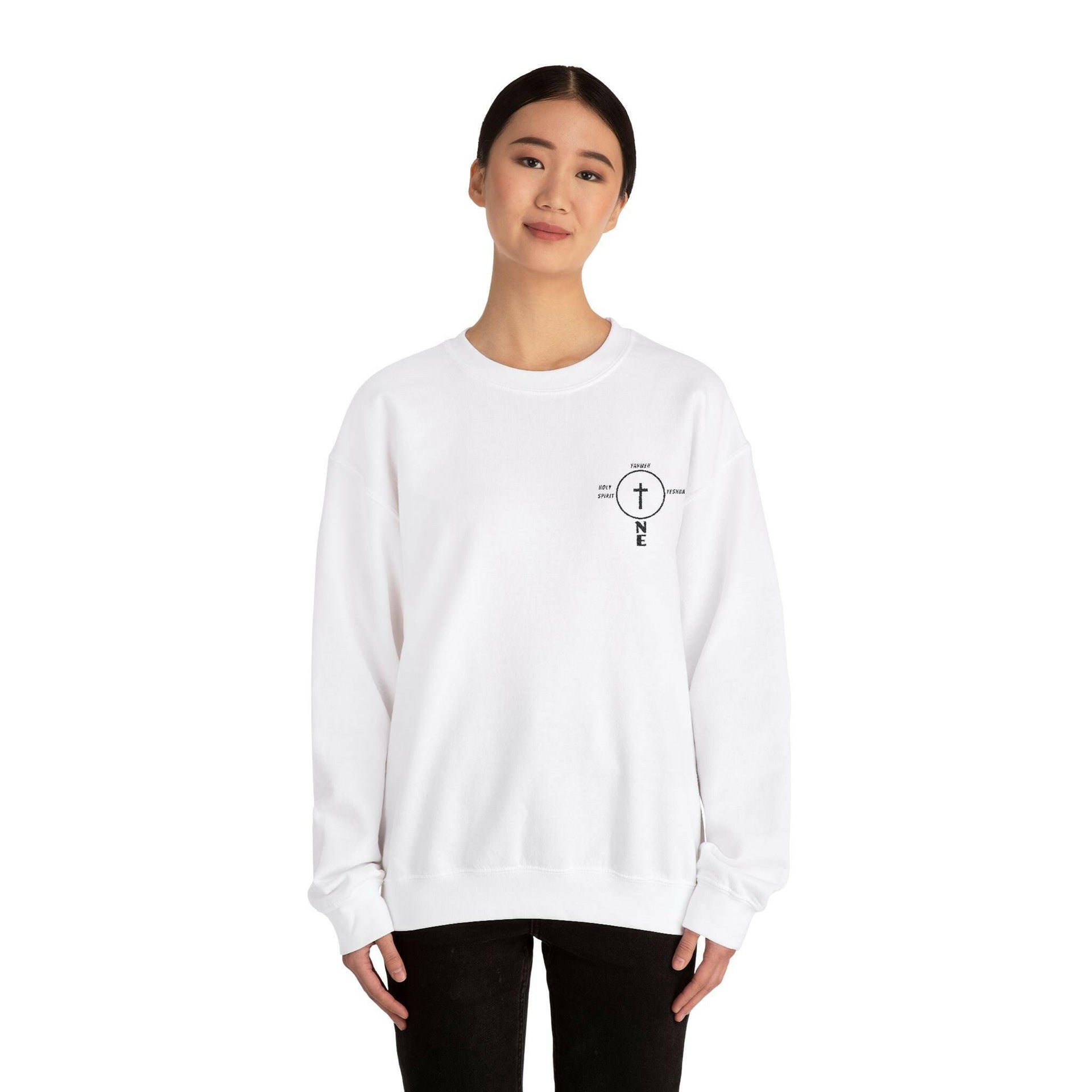 ONE in Christ | Embroidary | Unisex Heavy Blend™ Crewneck Sweatshirt | Light Colors.