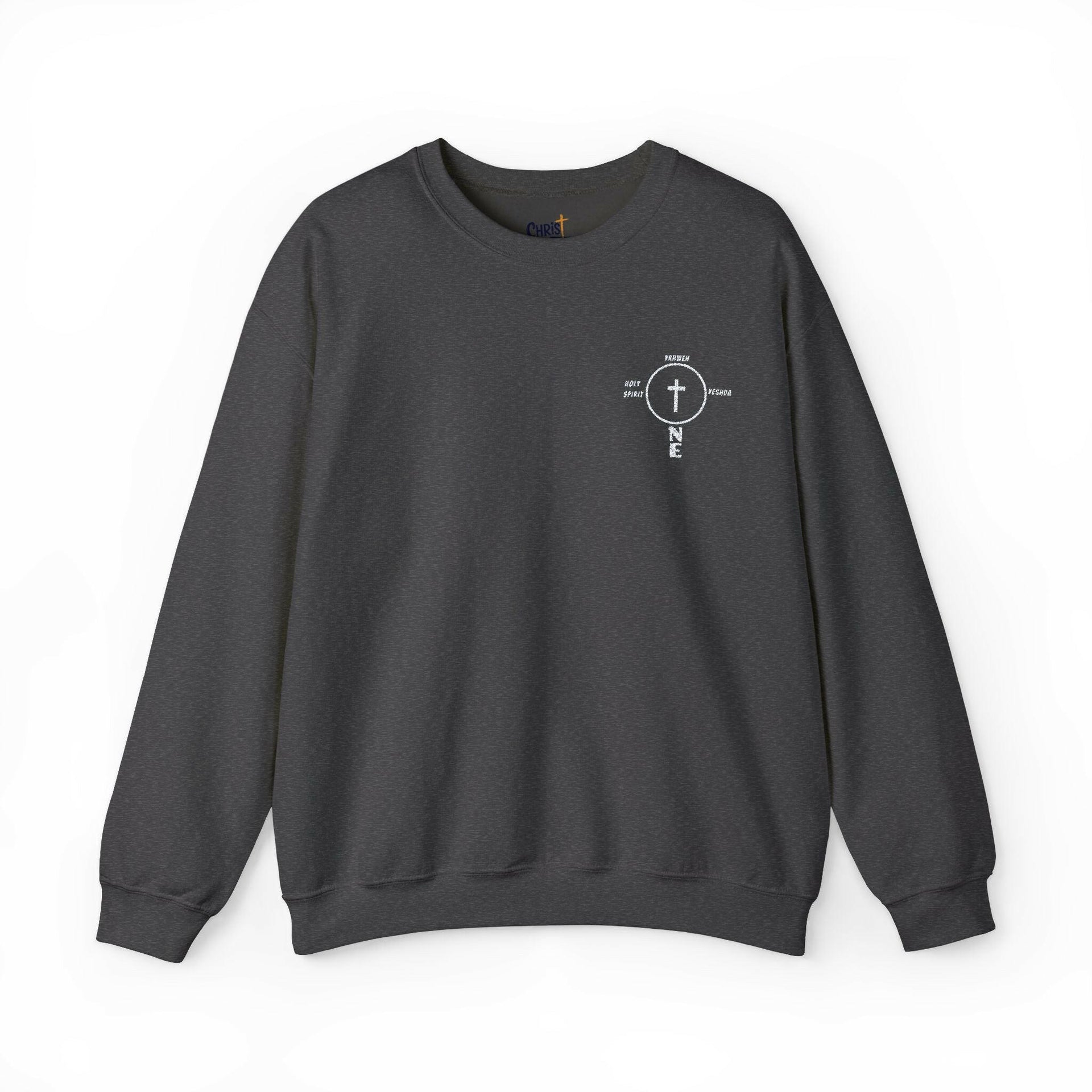 ONE in Christ | Embroidary | Unisex Heavy Blend™ Crewneck Sweatshirt | Dark Colors.