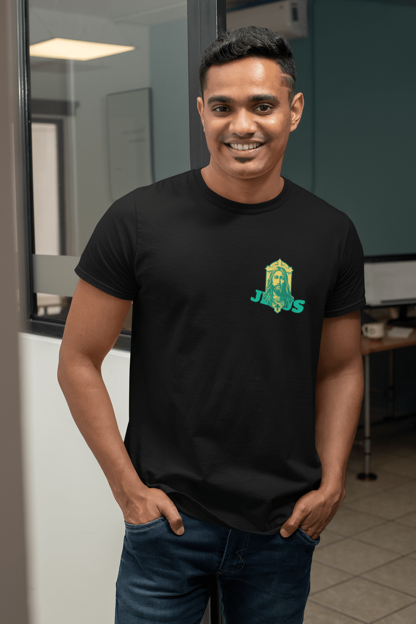 t-shirt-mockup-featuring-a-smiling-man-at-work